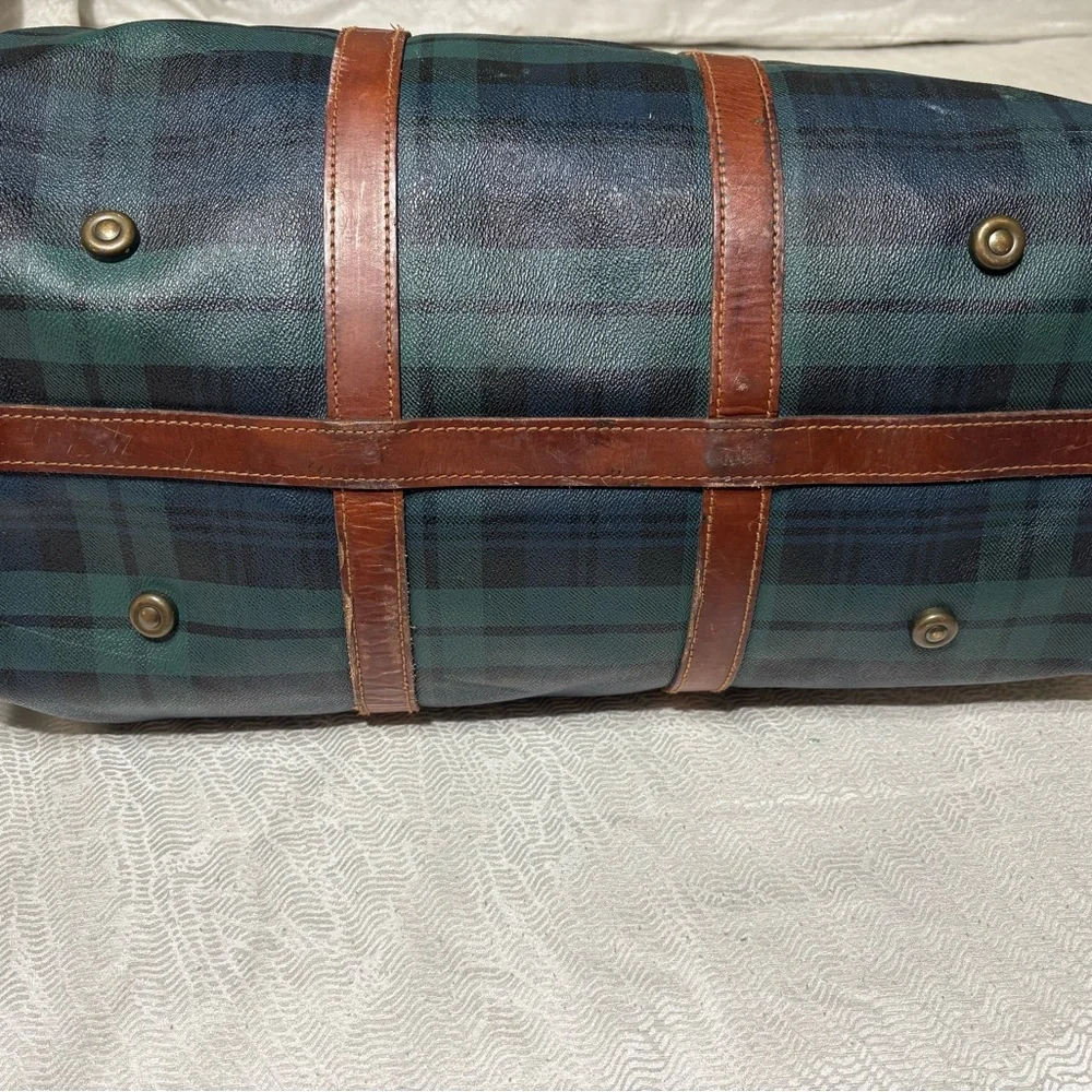 Vintage Ralph Lauren Brown and Green Plaid Men's Bag